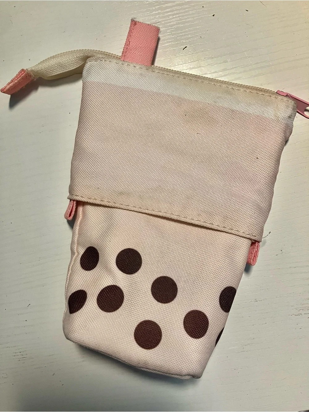 Pink Bubble Tea Zip Pouch - Cute Sip Design